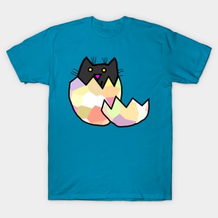 Black Cat Hatching from Easter Egg as Kitten T-Shirt